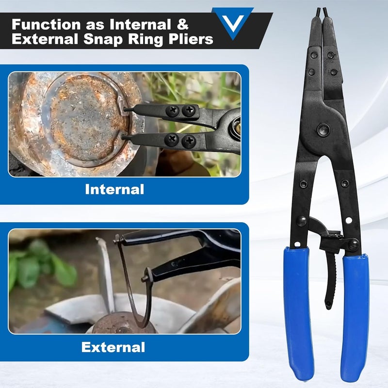 Popbee 38700 Snap Ring Pliers, Internal External Large Heavy Duty Plier for Circlip Installation Removal Blue Automotive Tool Kit with Ratchet Locking Design Compatible with Ford Pickups 2007 and Newer - Image 4